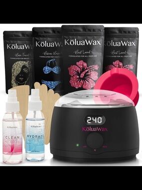KoluaWax Professional Wax Warmer Kit in Black with Pink Accessories